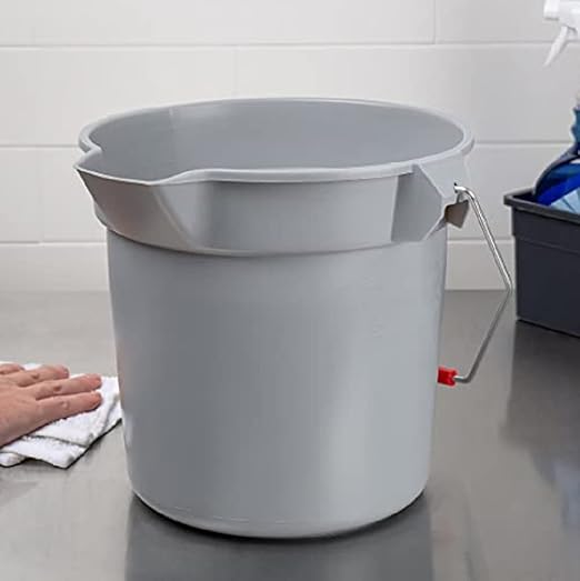 Rubbermaid Commercial Products Brute Heavy-Duty Round Bucket 10-Quart/2.5 Gallon Gray Corrosive-Resistant Pail with Handle for Professional/Janitorial Cleaning and Material Transport Pack of 12