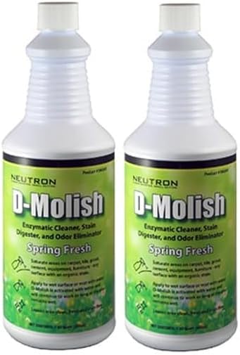 D-Molish Enzymatic – Spring Fresh (1 Bottle) – Stain &amp Odor Remover Pet-Safe Drain &amp Grease Trap Treatment – Bathroom Tile Grout &amp Carpet (Quart) (2)