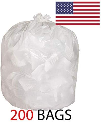 Ox Plastics Can Liners Trash Bags - Heavy-Duty Recycling Kitchen Bags - Perfect for Commercial Use for Anywhere - 13 Gallon Capacity &amp 1.5M Thick 24x30 White (200 Count)