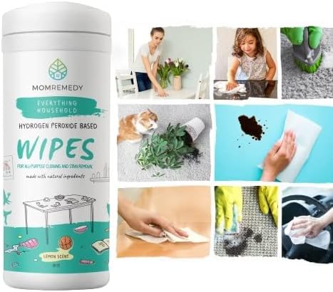 MOMREMEDY Hydrogen Peroxide Cleaning Wipes | All Purpose Cleaner and Stain Remover | Multipurpose for Kitchen Bathroom All Surfaces