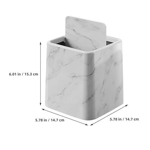 Cabilock 2Pcs Marble Trash Can with Swing Lid Stylish Wastebasket for Kitchen Bathroom Bedroom and Office Compact Imitation Marble Design for Changes