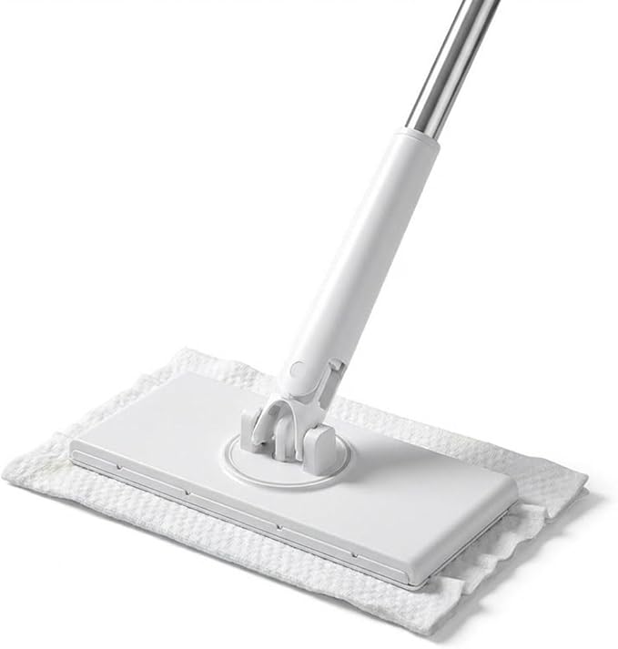 2026 Upgraded Snap Grip Mini MopZero Touch Mini Swab Automatic Cloth Changing Sponge mopRetractable Mops for Multi Cleaning for Wall Door Window（Snap Grip Mop + Cleaning Cloth*6） (White)