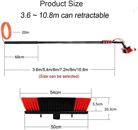 Glass Cleaning Brush Home Water Fed Telescopic Pole Kit Solar Panel Brush Rotating for Photovoltaic Panel12FT Telescopic Water Fed Brush Pole for Solar Panels Window Cleaning Includes 50cm