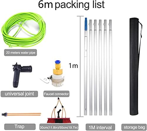 Glass Cleaning Brush Home Water Fed Telescopic Pole Kit Solar Panel Brush Rotating for Photovoltaic PanelTelescopic Window Cleaning Pole Kit 20ft Extension Pole with Water Fed Hose Brush fo