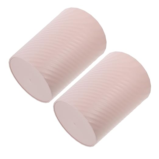 Cabilock 2pcs Small Trash Can Lidless Plastic Wastebasket for Bathroom Bedroom Office and Kitchen Compact Garbage Bin with Ribbed Stability and Stylish Design