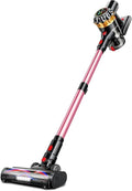 Cordless Vacuum Cleaner 550W 45Kpa 65mins Vacuum Cleaners for Home Stick Vacuum with Self-standing LED Display Anti-Tangle Brush 8-in-1 Lightweight Wireless Vacuum for Pet Hair Carpet Pink