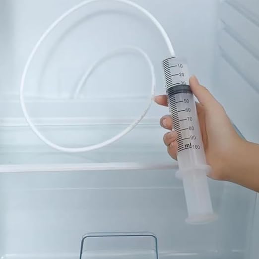 5Pcs Refrigerator Drainage Set with Cleaning Brush Anti Clog Stick and Suction Syringe Hose for Hygienic Fridge Maintenance.