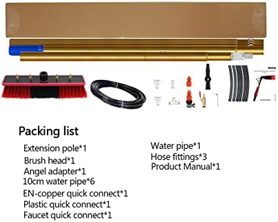Glass Cleaning Brush Home Water Fed Telescopic Pole Kit Solar Panel Brush Rotating for Photovoltaic PanelWindow Cleaning Pole Window Cleaning Brush Equipment Water Hose Fed Pole Cleaning P