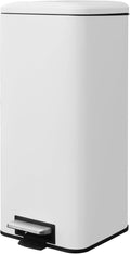 8 Gallon Trash Can with Lid White Kitchen Trash Can with Soft Close Inner Bucket &amp Steel Pedal Stainless Steel Garbage Can for Kitchen Laundry Room Office Bathroom Dorm 30 Liters