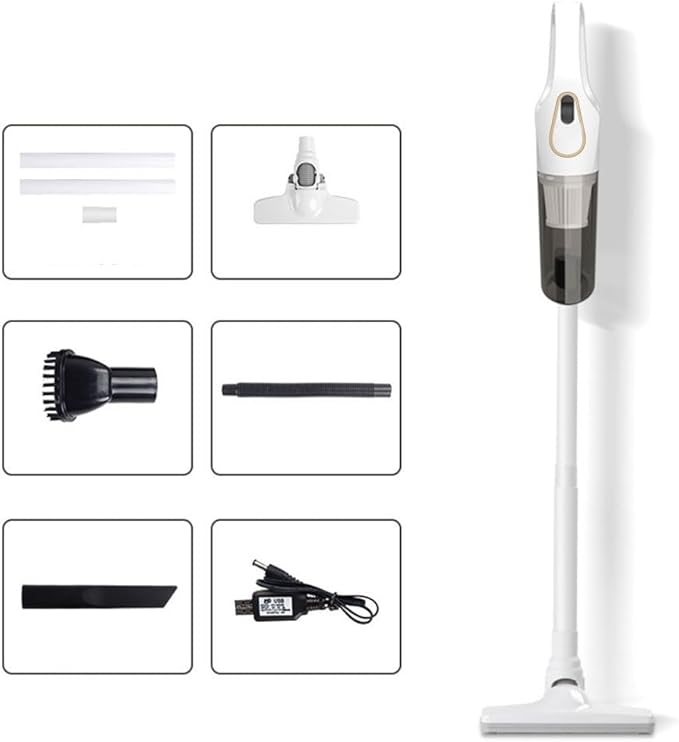 Cordless Vacuum Cleaner with Powerful Suction Motor Lightweight Design USB Charging for Multi for Surface Floor Carpet Dust Deep Clean(A-White)