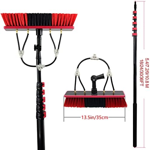 Glass Cleaning Brush Home Water Fed Telescopic Pole Kit Solar Panel Brush Rotating for Photovoltaic Panel3.6-10.8M Window Cleaning Pole Water Fed Pole Kit Telescopic Brush Extendable Window