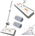 Large Flat Mop Large Surface Microfiber Flat Mop Wall Cleaning with Long Handle Magic 360° with Dewatering Scraper 12027(White Mop+2pcs Rag)