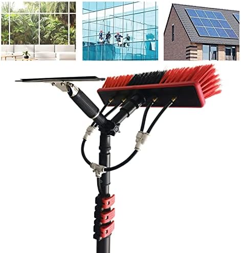 Glass Cleaning Brush Home Water Fed Telescopic Pole Kit Solar Panel Brush Rotating for Photovoltaic Panel30FT Window Cleaning Pole for Water/Hose Fed Window Cleaner Ideal for Cleaning Photo