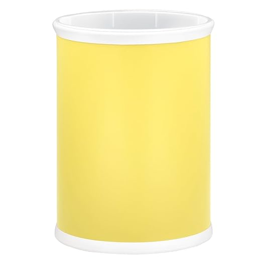 Kraftware Rainbow Oval Wastebasket with Plastic Liner Adding Color and Fun to the Bathroom and All Other Rooms in the Home or Entertainment Space 13 Quart Capacity 2 piece Set Yellow