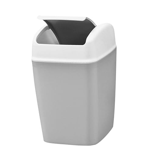 Cabilock White Swing Top Trash Can Wastebasket Bin Office Hotel Trash Can Capacity Easy Access for Home Kitchen Bathroom