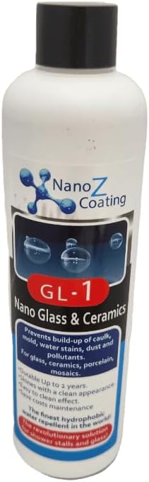 Nano Glass GL1 The #1 Glass Coating High Performance Protector for Shower Stall Coat up to 75 sqft. Protects for 12-24 months (8.45 Oz)
