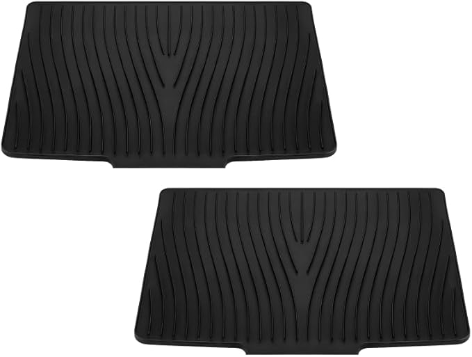 2 Pcs Extra Large Silicone Dish Drying Mat with Drain Lip 23.6 x 19 Inch Dish Drainer Liner Rubber Counter Drying Pad for Kitchen Sink Drawer (Black)