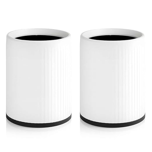 2 Pack - 4 Gallon White Plastic Trash Can/Small Indoor Wastebasket Round Polyethylene Bin for Office Hotel Home School
