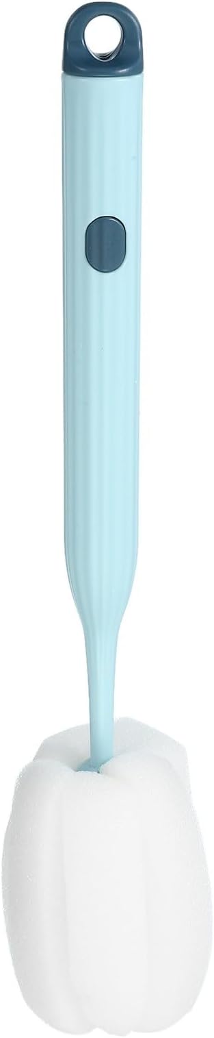1 Pcs 10.7 Inch Bottle Cleaner Brush Soft Spon Plastic Handle Light Blue