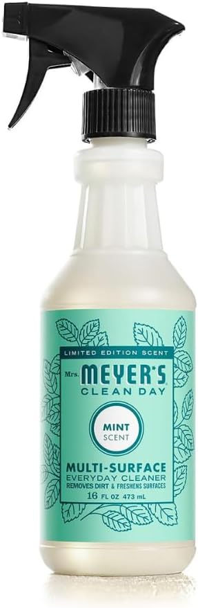 Mrs. MEYER'S Mint Variety Pack Includes 1 Room Freshener 8 OZ 1 Liquid Dish Soap 16 OZ 1 Liquid Hand Soap12.5 OZ 1 Multi-Surface Cleaner 16 OZ 1 CT (Mint)