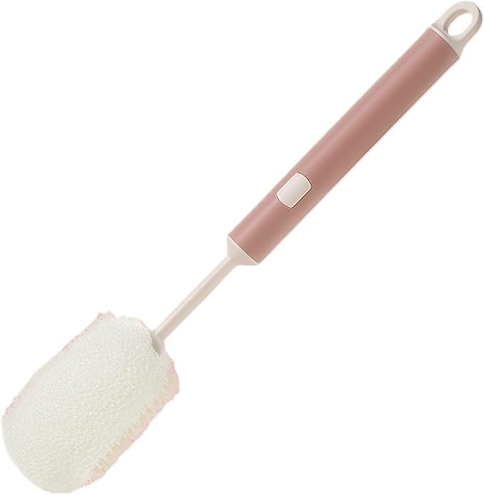 Removable Long Handle Soft Sponge Brush Kitchen Washing Cleaning Tool For Wineglass Bottle Glass Cup(Pink)