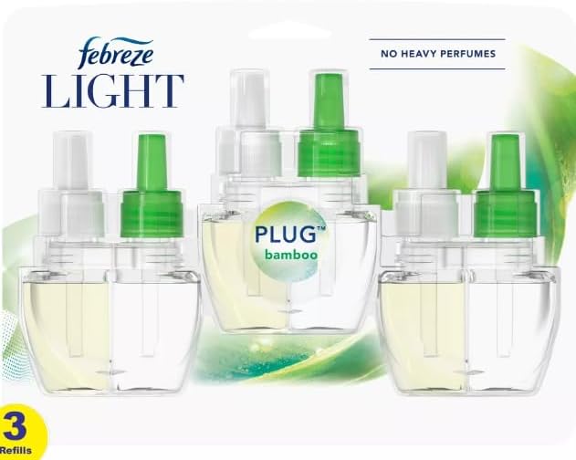 F.e.b.r.e.z.e Odor-Fighting Fade Defy PLUG Air Freshener Refill (3) .87 fl. oz. Oil Refills (Bamboo)