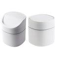 Cabilock 2pcs Mini Desktop Trash Can Lid Sturdy Plastic Countertop Wastebasket for Kitchen Bedroom Bathroom Elegant Small Garbage Bin for Home Organization