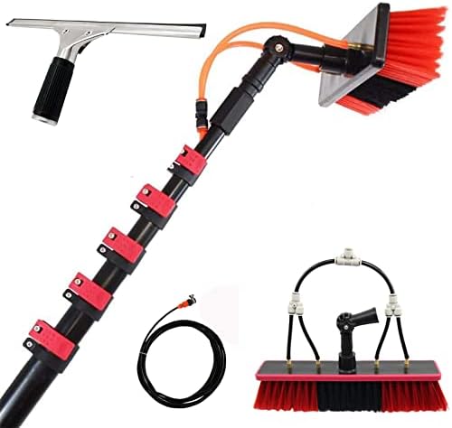 Glass Cleaning Brush Household Water Supply Telescopic Pole Kit Solar Panel Rotating Brush Solar Photovoltaic Panels6M-10.8M Telescopic Window Cleaning Pole with Squeege