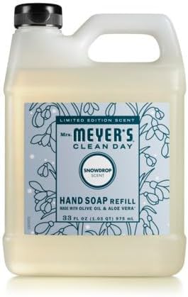 Mrs. MEYER'S Clean Day Snow Drop Scent Variety Pack Liquid Hand Soap 12.5 Fl Oz Dish Soap 16 Fl Oz Multi-Surface Cleaner 16 Fl Oz Room Freshener 8 Fl OzHand Soap Refill 33 Fl Oz 1 CT