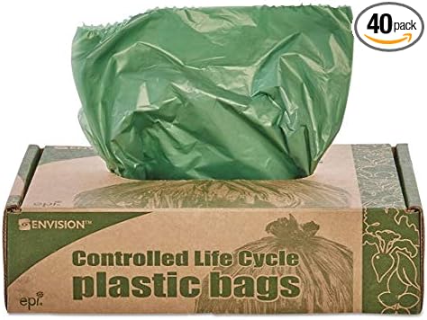 Stout Eco-Degradable Plastic Trash Garbage Bag 33gal 1.1mil 33 x 40 Green 40/Box