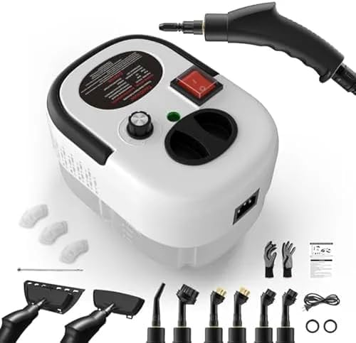 High Pressure 2500W Handheld Steam Cleaner - Portable Multi-Purpose Steamer for Car Kitchen Upholstery Grout Tile &amp Bathroom Cleaning
