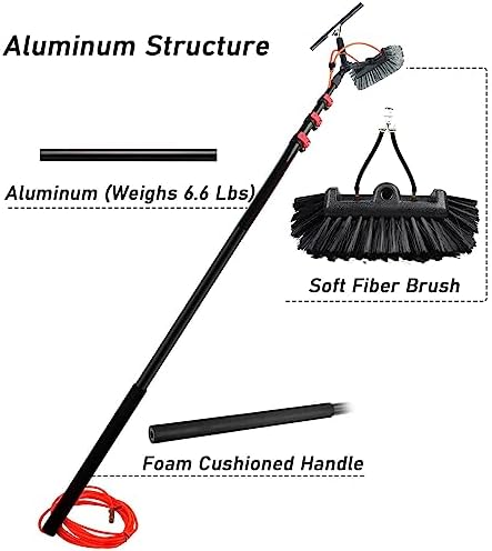 Glass Cleaning Brush Household Water Supply Telescopic Pole Kit Solar Panel Rotating Brush Solar Photovoltaic Panels39.5ft Window Cleaning Rod 6m Roof Cleaning Set Solar Panel C