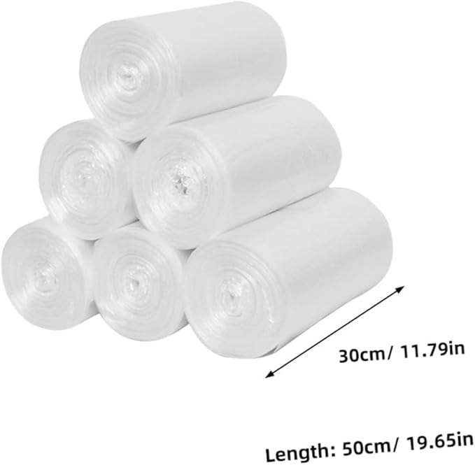 BESPORTBLE 6 Rolls Thickened Plastic Garbage Bags for Kitchen and Bathroom 45x50cm Flat Mouth Disposable Trash Bags Home Use with Perforated Tear Line