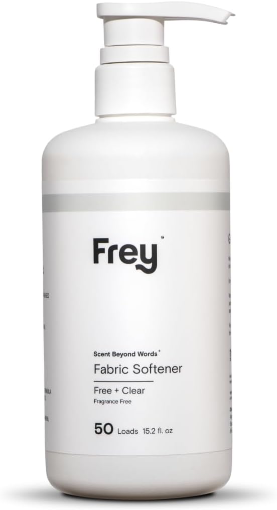 FREY Natural Liquid Fabric Softener &amp Conditioner | Laundry Softener for Clothing | Works In All Machines + HE | Powered by Natural Ingredients (1-pack Fragrance-free)