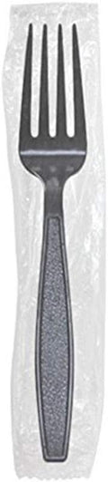 Karat U3520B 7 PS Poly-Wrapped Heavy-Weight Disposable Fork Black (Pack of 1000)