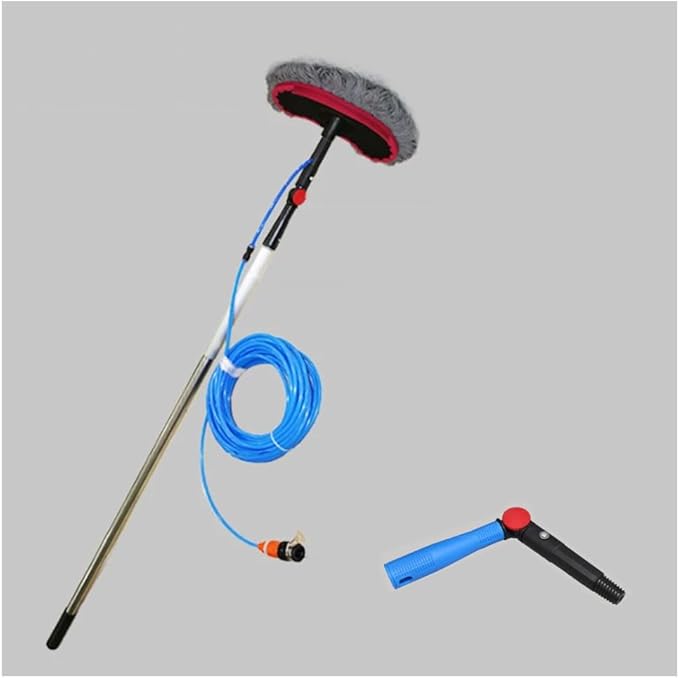 Window Cleaning Kit Solar Panel Cleaning Brush and Pole 180° Rotatable Telescopic Water Supply Suitable for High Window Cleaning Solar Photovoltaic Panel Cleaning and Cleaning Cars.