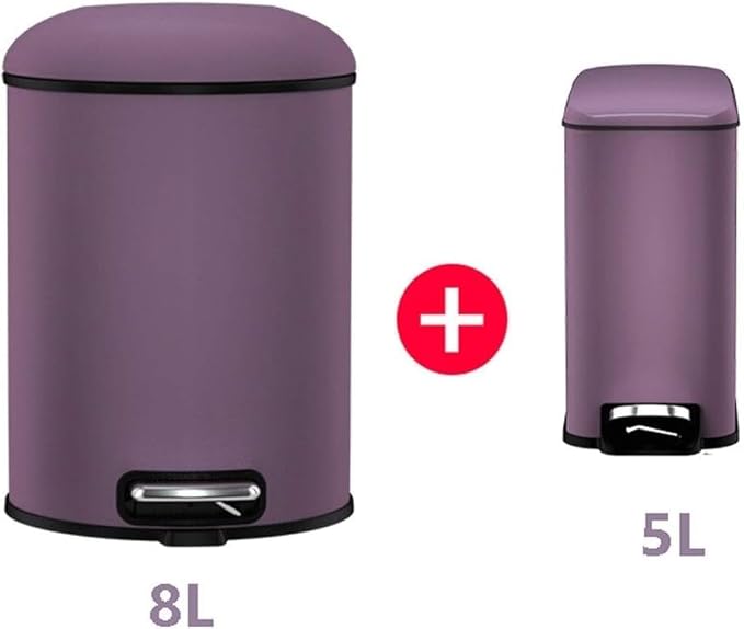 NOLLAM Bote Fog Purple Trash Can w/Lid Stainless Steel Foot-Operated Waste Paper Basket Blocking Smell Indoor Garbage Can for Hotel/Home/Bedroom/Kitchen Kitchen Office