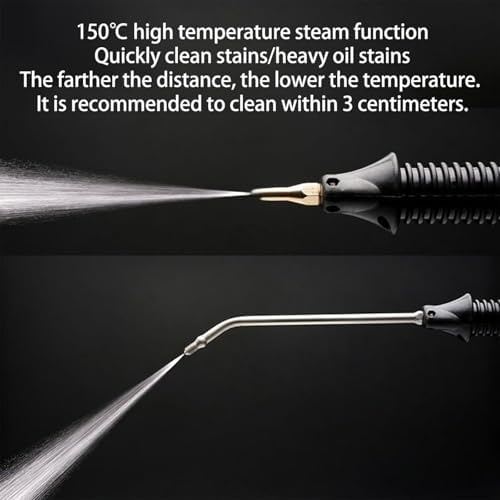 3800W High Pressure Steam Cleaner - Portable Handheld Steamer with 6000ML Capacity 2 Brushes &amp Extension Elbow for Powerful Deep Cleaning Stain Removal &amp Sanitizing (Black)