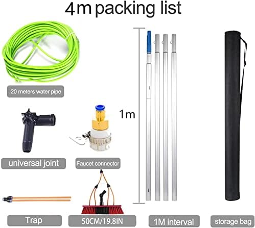 Glass Cleaning Brush Home Water Fed Telescopic Pole Kit Solar Panel Brush Rotating for Photovoltaic PanelSolar Panel Window Film for Trucks 10M Brush Head Extension Pole Included