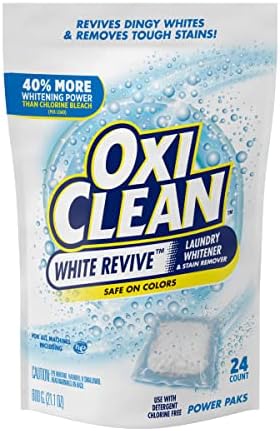 OxiClean White Revive Laundry Whitener &amp Stain Remover Safe on Colors Power Pack Use with Detergent Chlorine Free 24 Pods (Pack of 3)