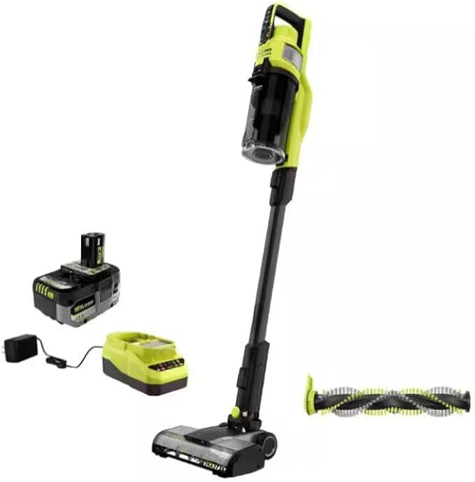 PBLSV716K-A32BR716 Fits For RYOBI HP 18V Cordless Pet Stick Vacuum Cleaner Kit with 4.0 Ah HIGH PERFORMANCE Battery Charger and Bristle Roller Bar