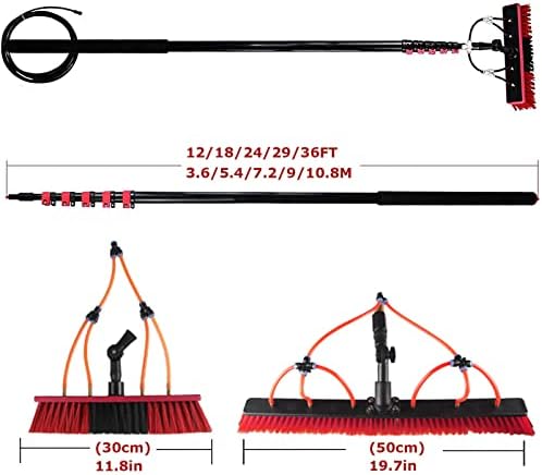 Glass Cleaning Brush Home Water Fed Telescopic Pole Kit Solar Panel Brush Rotating for Photovoltaic PanelWater Fed Telesbrush Window and Solar Cleaning Pole W/Brush Window and Solar Panel