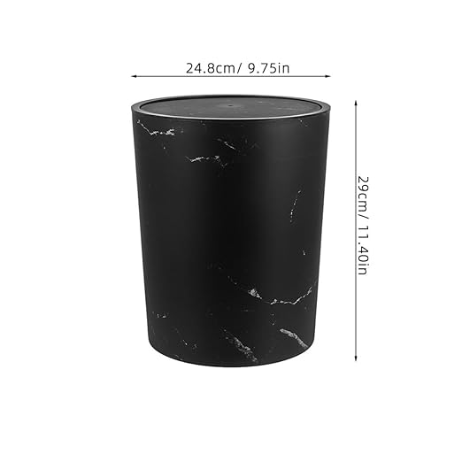 ARTIBETTER Large Capacity Plastic Garbage Bin with Lid Marble Pattern Bathroom Trash Can for Home and Office Covered Wastebasket for Kitchen and Bedroom Use