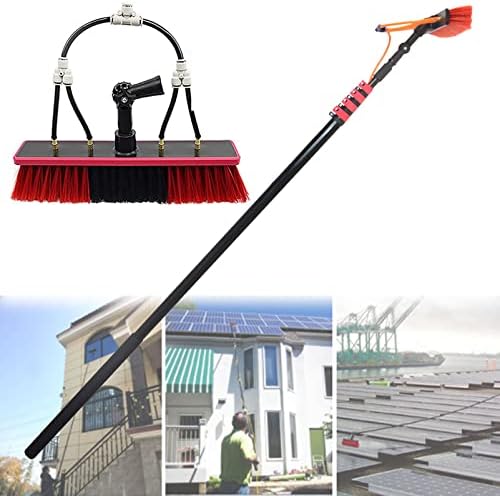 Water Powered Telescopic Brush Window Cleaning Pole Kit Extendable Cleaner for Greenhouse Roof Photovoltaic and Solar Panels Trucks 3.6-12M20FT/6