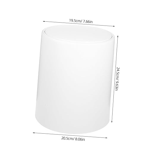Trash Can Lid Medium Wastebasket for Bathroom Bedroom Kitchen Grey and White Compact for Easy Placement Home Spaces