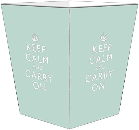 Marye-Kelley WB1764 - Light Blue Keep Calm and Carry On Wastepaper Basket