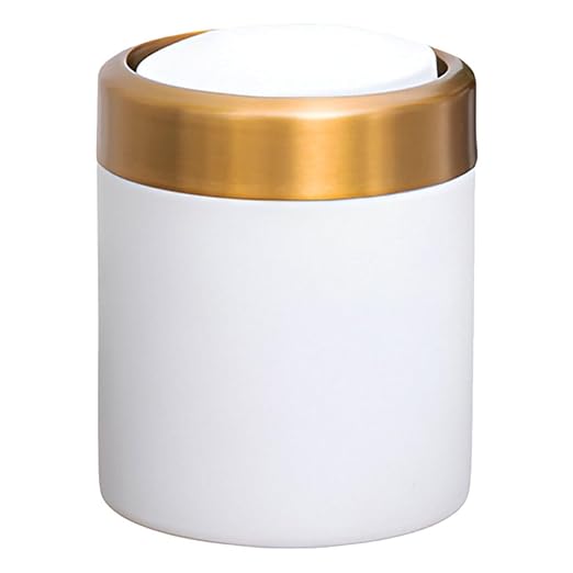 Mini Stainless Steel Trash Can with Lid Small Countertop Wastebasket for Bathroom Bedroom Kitchen 304 Stainless Steel Round Dustbin Compact Desktop Garbage Bin