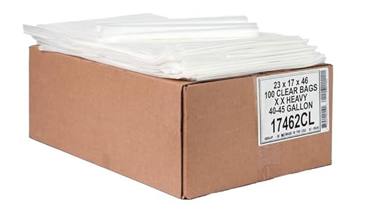 Aluf Plastics 40-45 Gallon 2 MIL Thick Clear Heavy Duty Trash Bags - 40 x 46 - Pack of 100 - For Recycling Kitchen Contractor &amp Outdoor