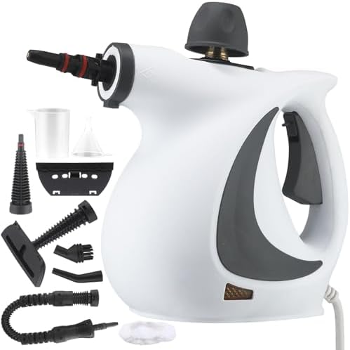 Multi-Purpose Handheld Steam Cleaner 350ml Portable Pressurized Steamer with 9 Accessories for Home Floor Upholstery Grout and Car Cleaning