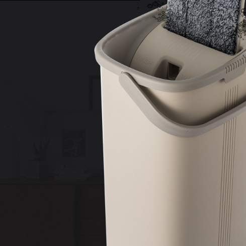 Squeeze Hand Free Flat Mop Bucket with Stainless Steel Handle Wet Dry Floor Cleaning 360 Rotatable Heads with Reusable Pads
